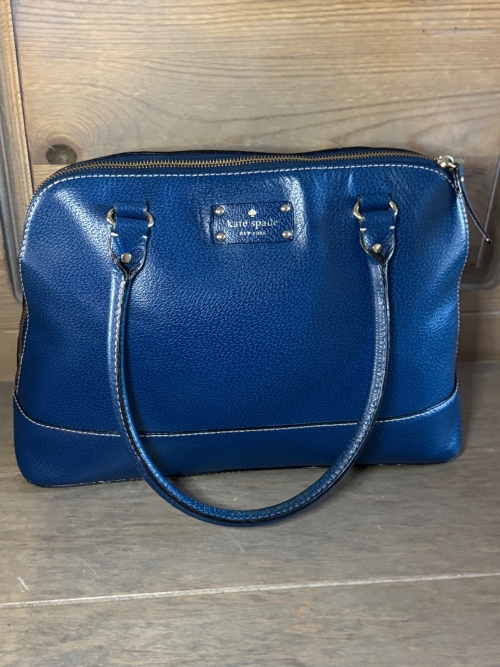 Kate Spade New York Blue Pebbled Leather Top Handle Satchel